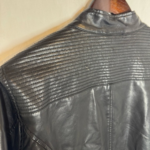 CJ Banks | Black Faux Leather Moto Jacket Zip Front Quilted Detail Size Large - Picture 7 of 7